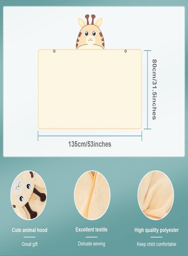 MICHLEY Cartoon Hooded Baby Towel Unisex, Premium Soft Swimming Bathrobe Large Washcloths 31.5" x 53" for 0-9T (Giraffe) - Image 3